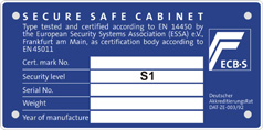 Class III safe according to EN 1143-1