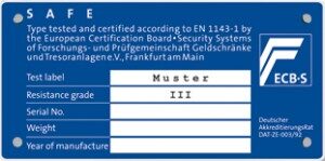 Class III safe according to EN 1143-1