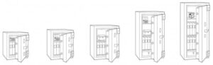 The inside of different safes